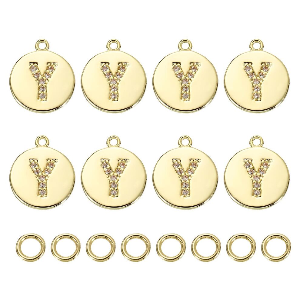 1318 8 Pcs Letter Charm Bulk Initial Charm Round Alphabet Charm Pendant